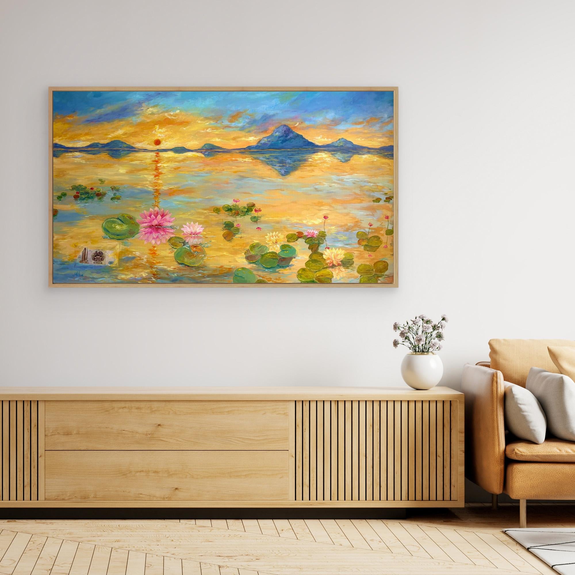 Fiore di Loto al Tramonto Stampa Fine Art