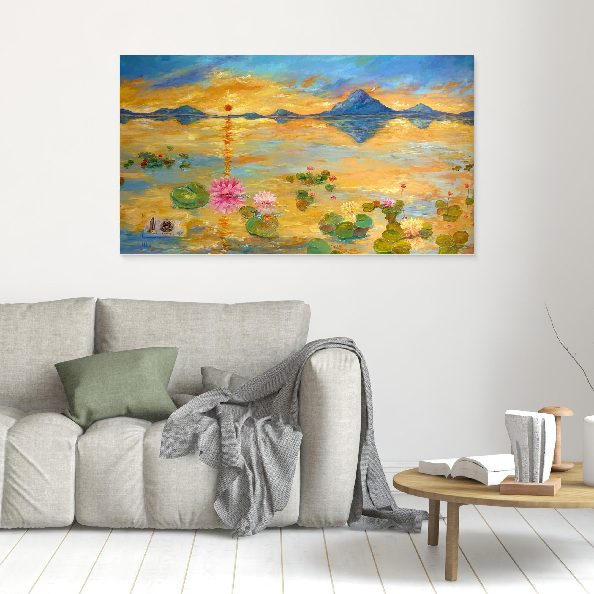 Fiore di Loto al Tramonto Stampa Fine Art
