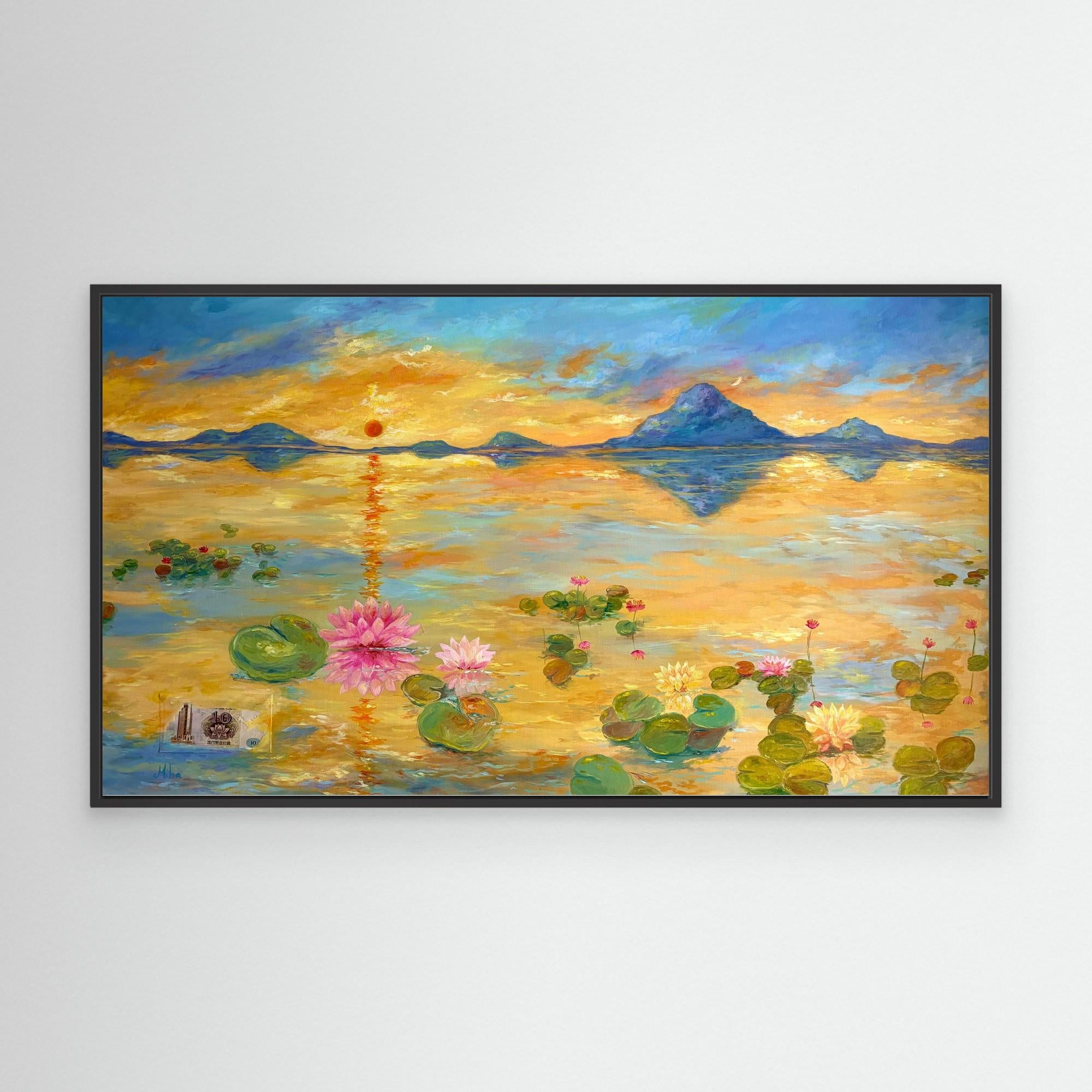 Fiore di Loto al Tramonto Stampa Fine Art