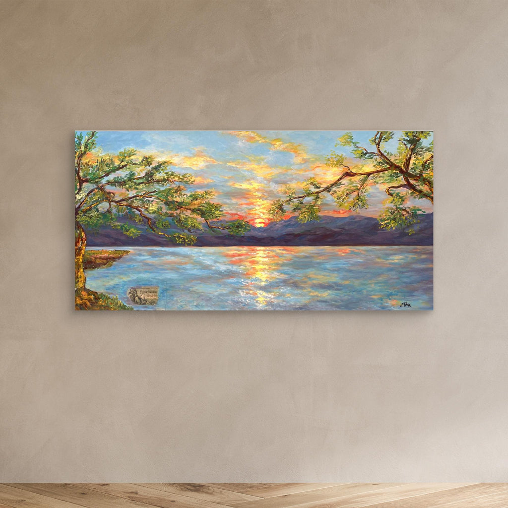 Ulivi al Tramonto sul Lago Stampa Fine Art