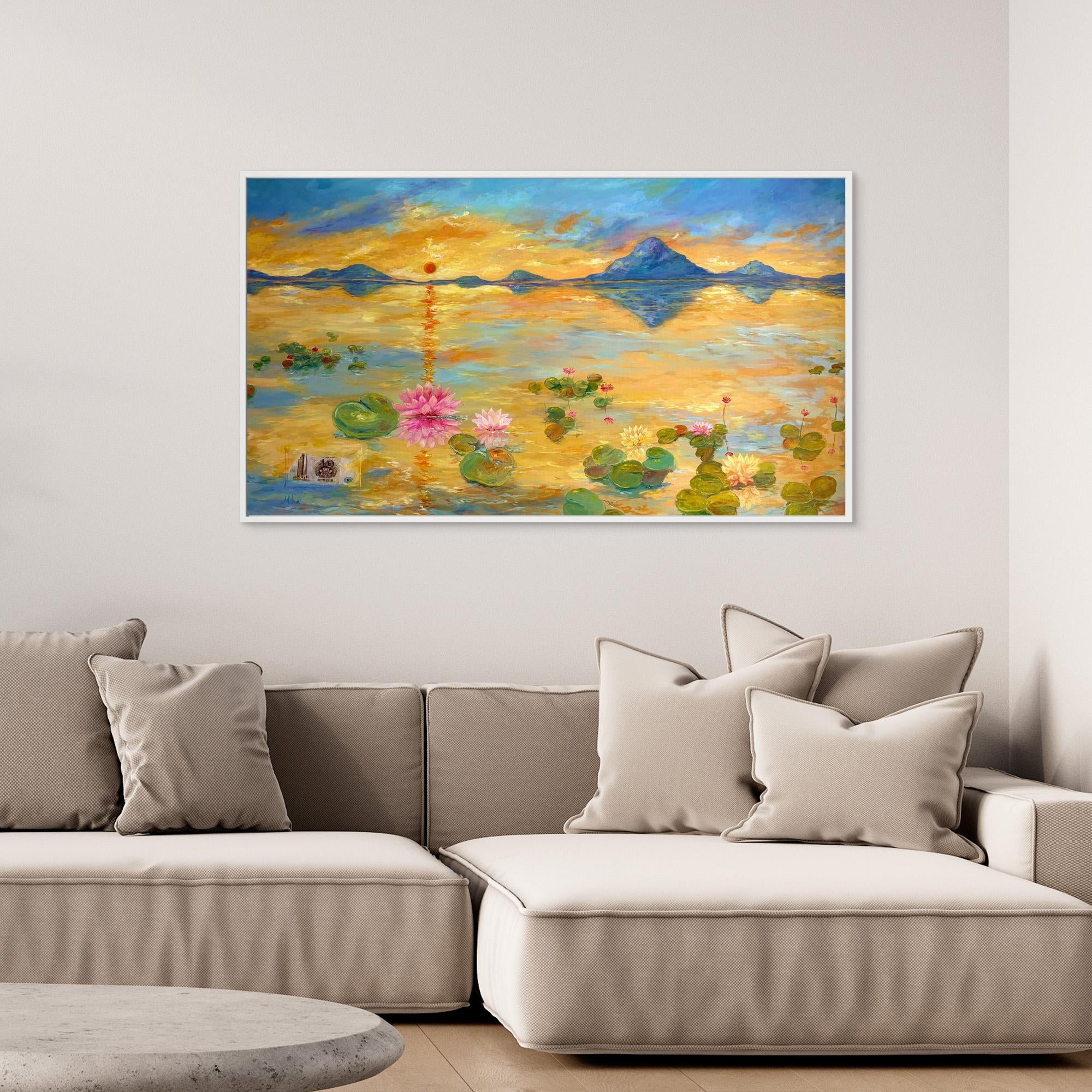 Fiore di Loto al Tramonto Stampa Fine Art