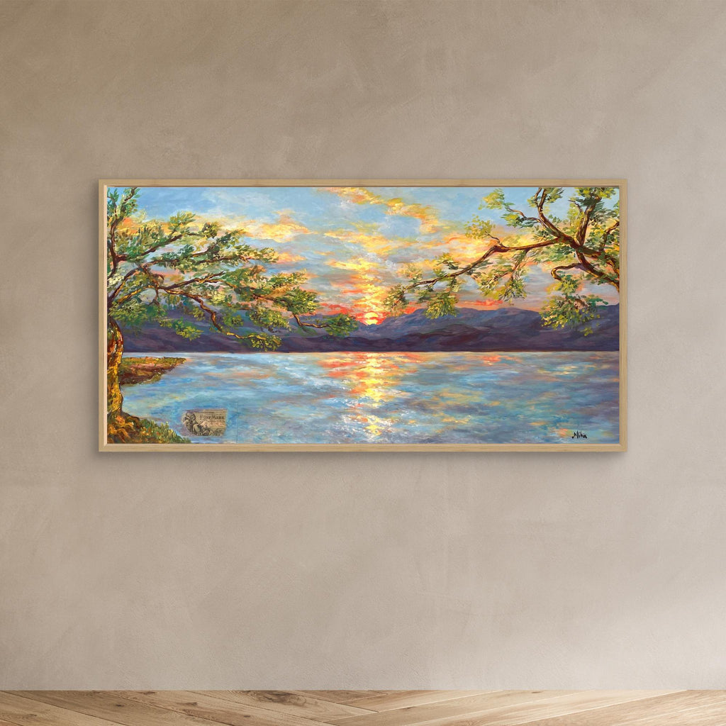 Ulivi al Tramonto sul Lago Stampa Fine Art