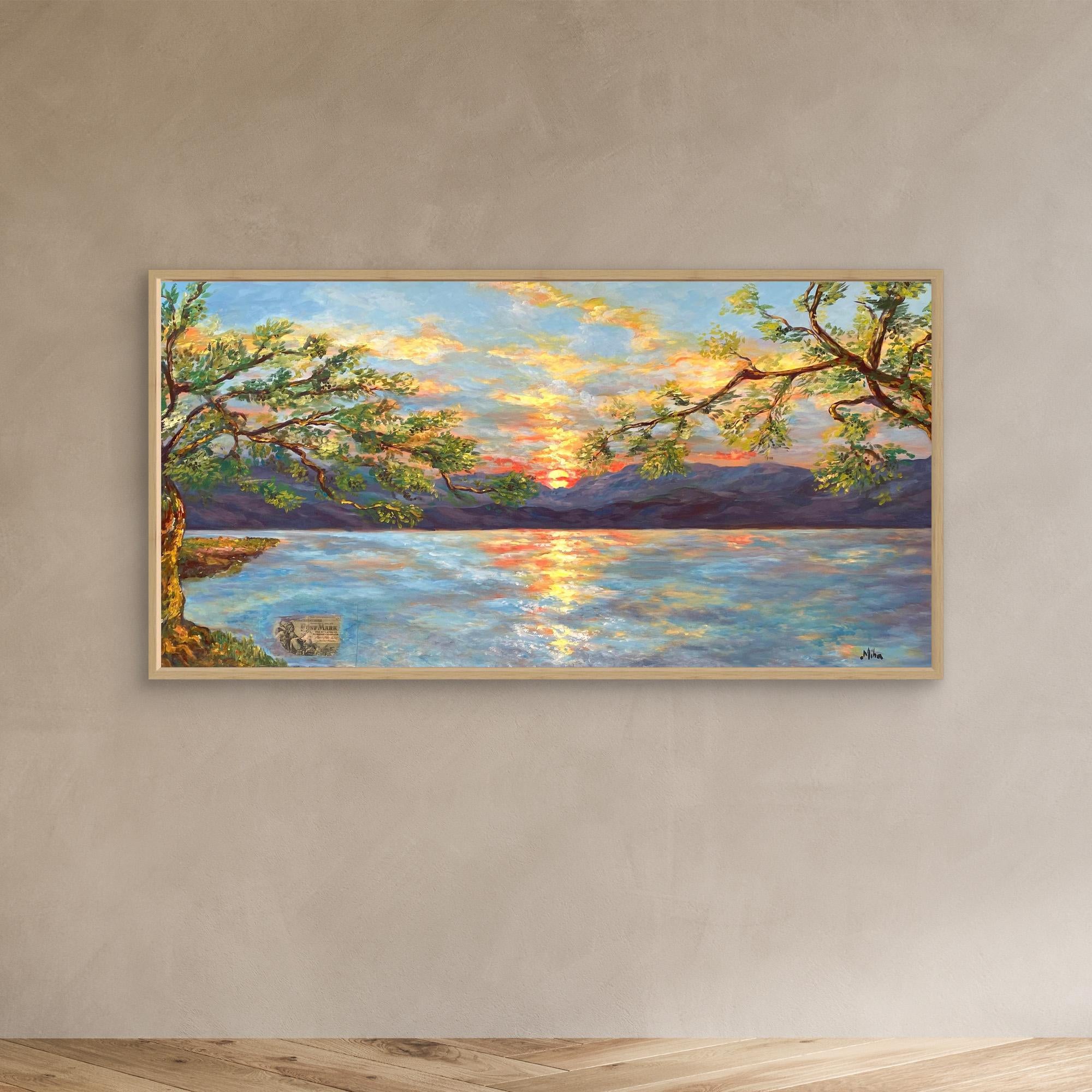 Ulivi al Tramonto sul Lago Stampa Fine Art