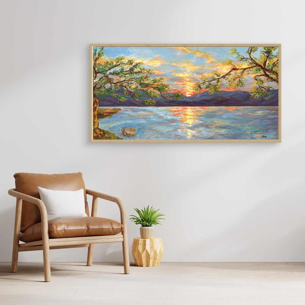 Ulivi al Tramonto sul Lago Stampa Fine Art