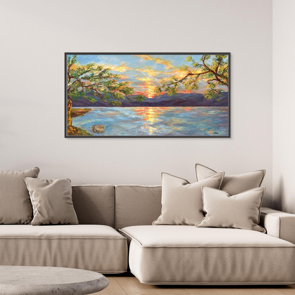 Ulivi al Tramonto sul Lago Stampa Fine Art