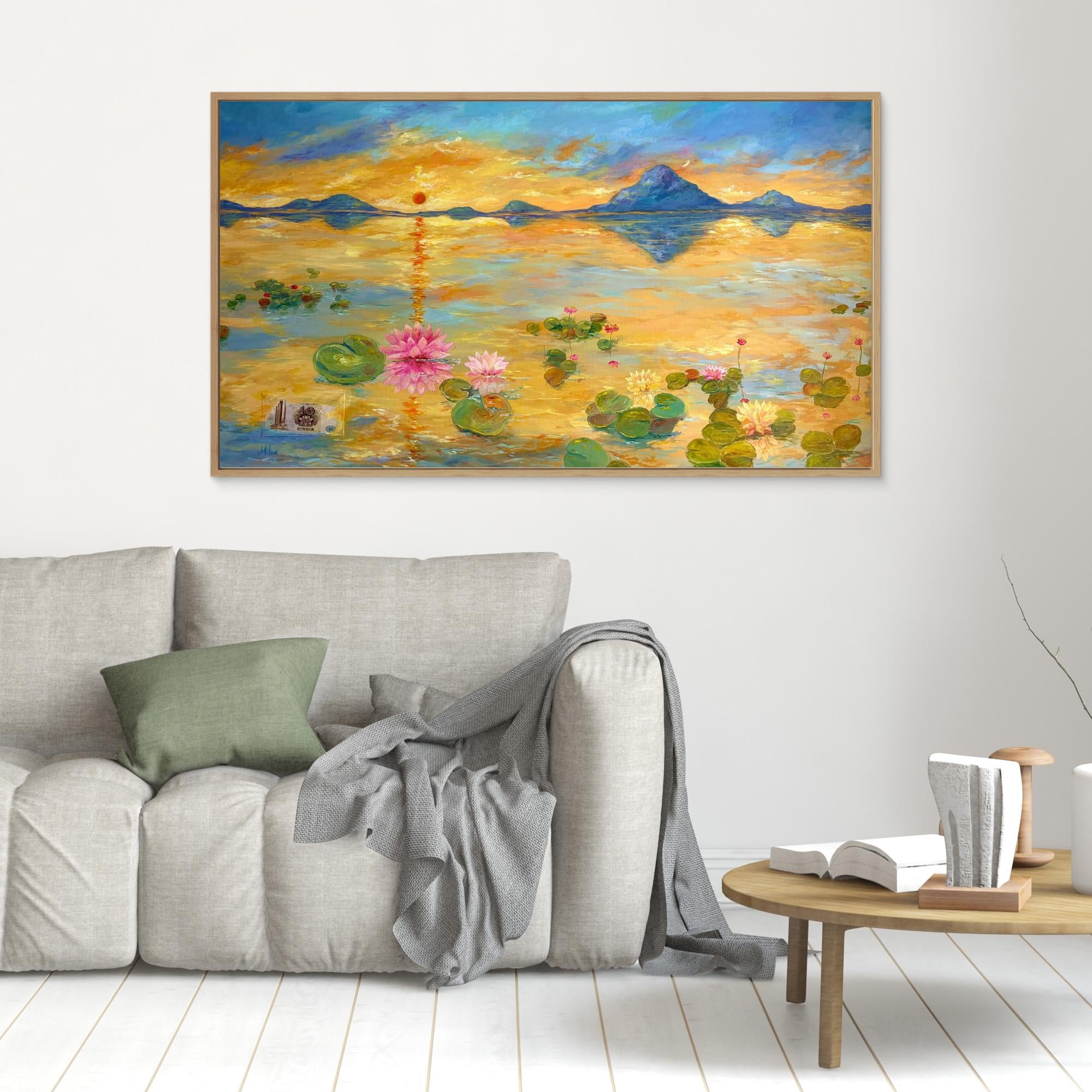 Fiore di Loto al Tramonto Stampa Fine Art