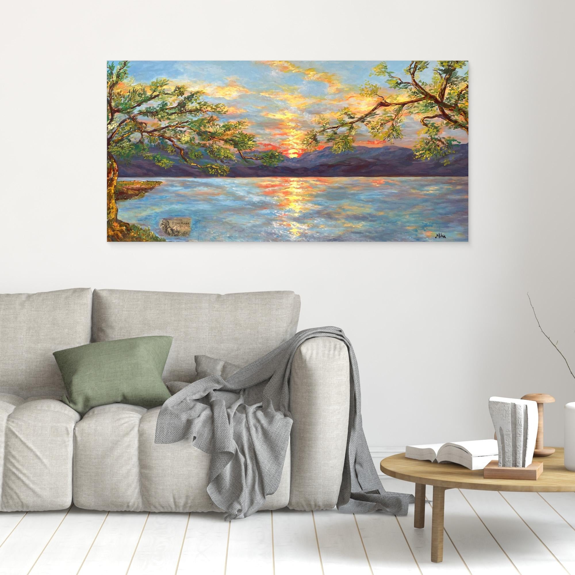 Ulivi al Tramonto sul Lago Stampa Fine Art