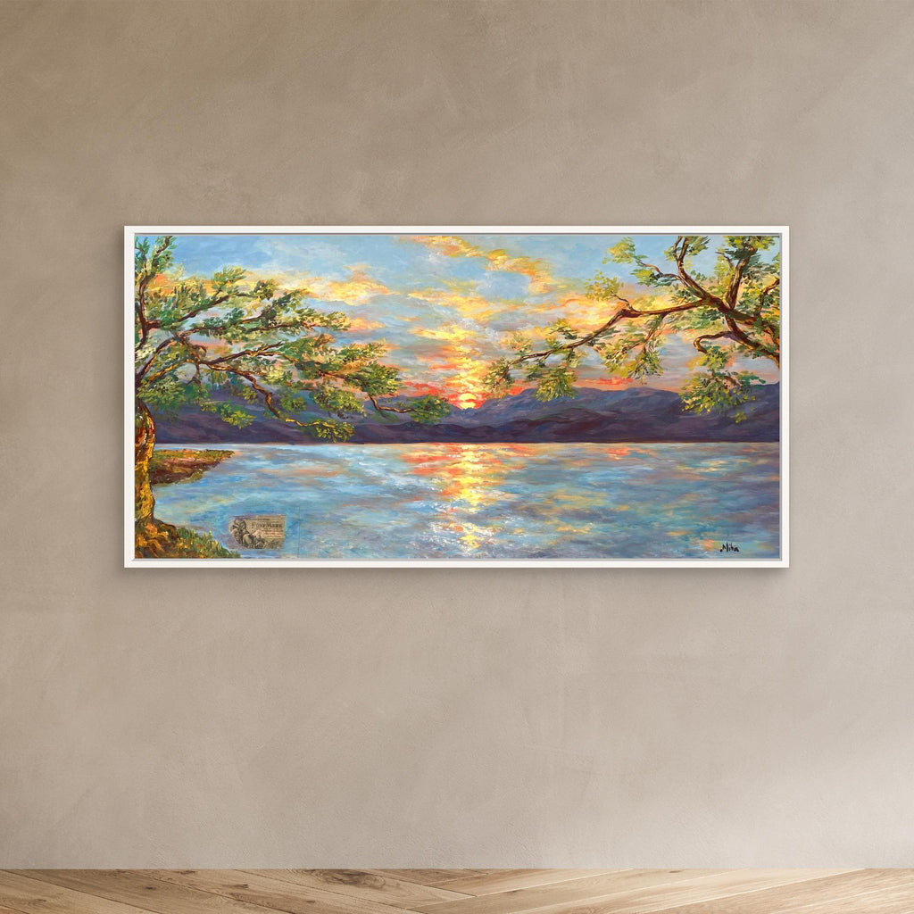 Ulivi al Tramonto sul Lago Stampa Fine Art