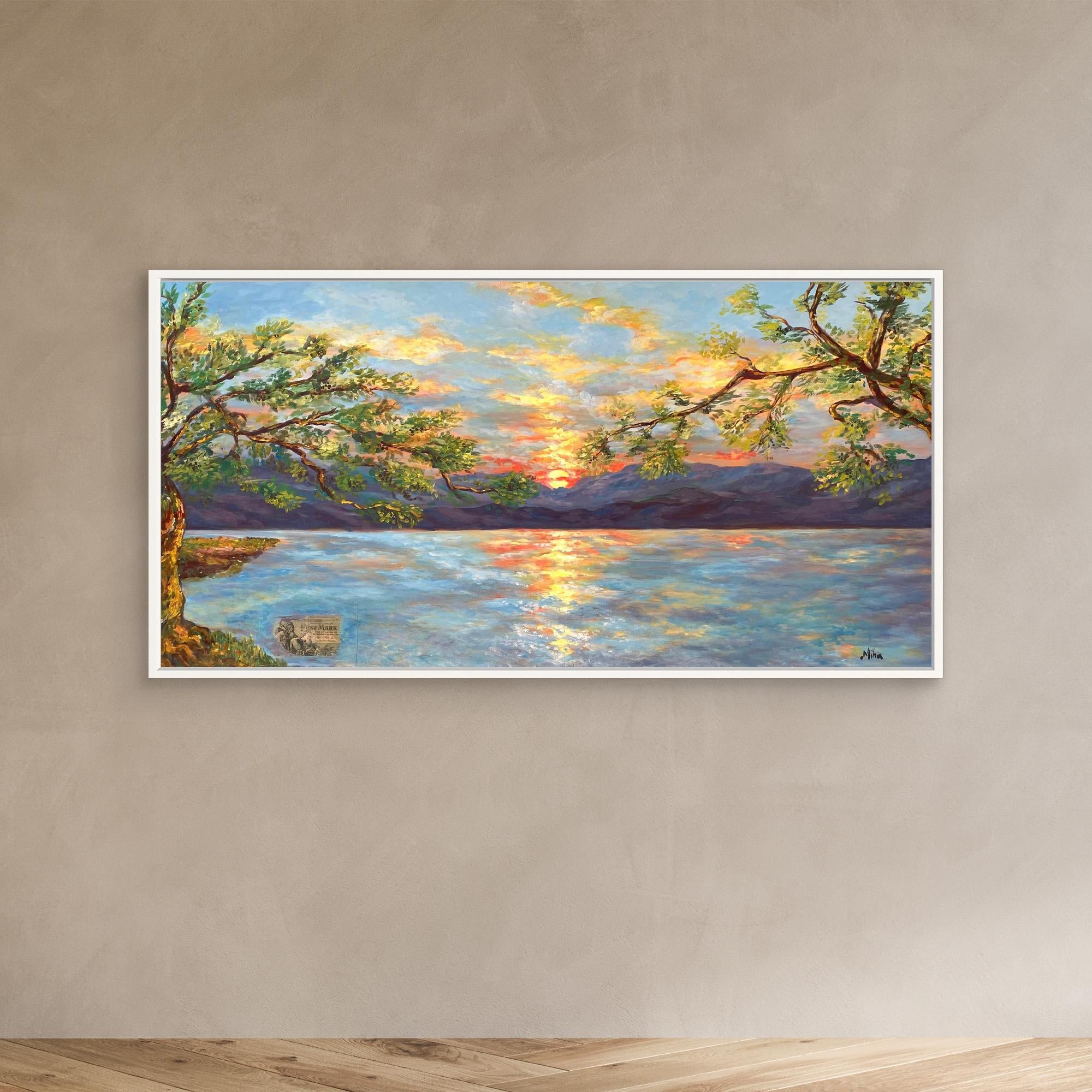 Ulivi al Tramonto sul Lago Stampa Fine Art