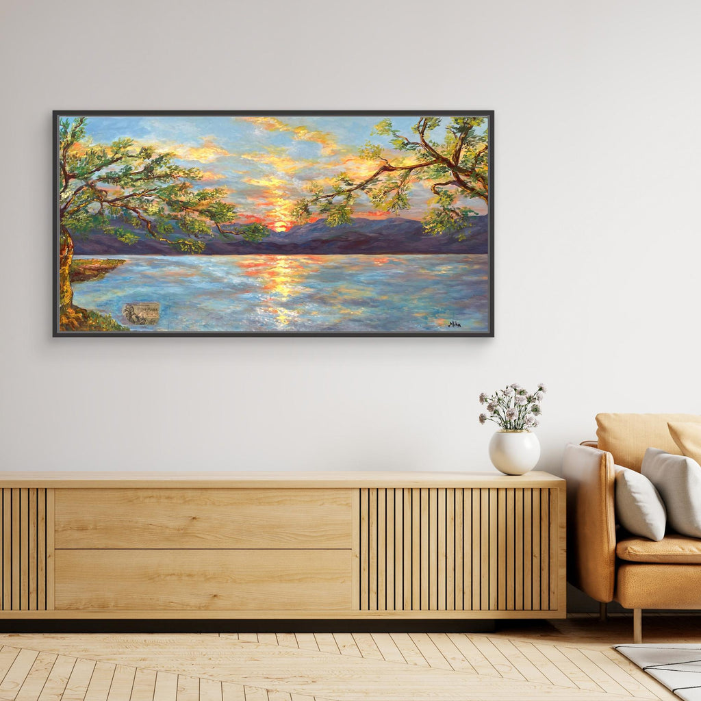 Ulivi al Tramonto sul Lago Stampa Fine Art