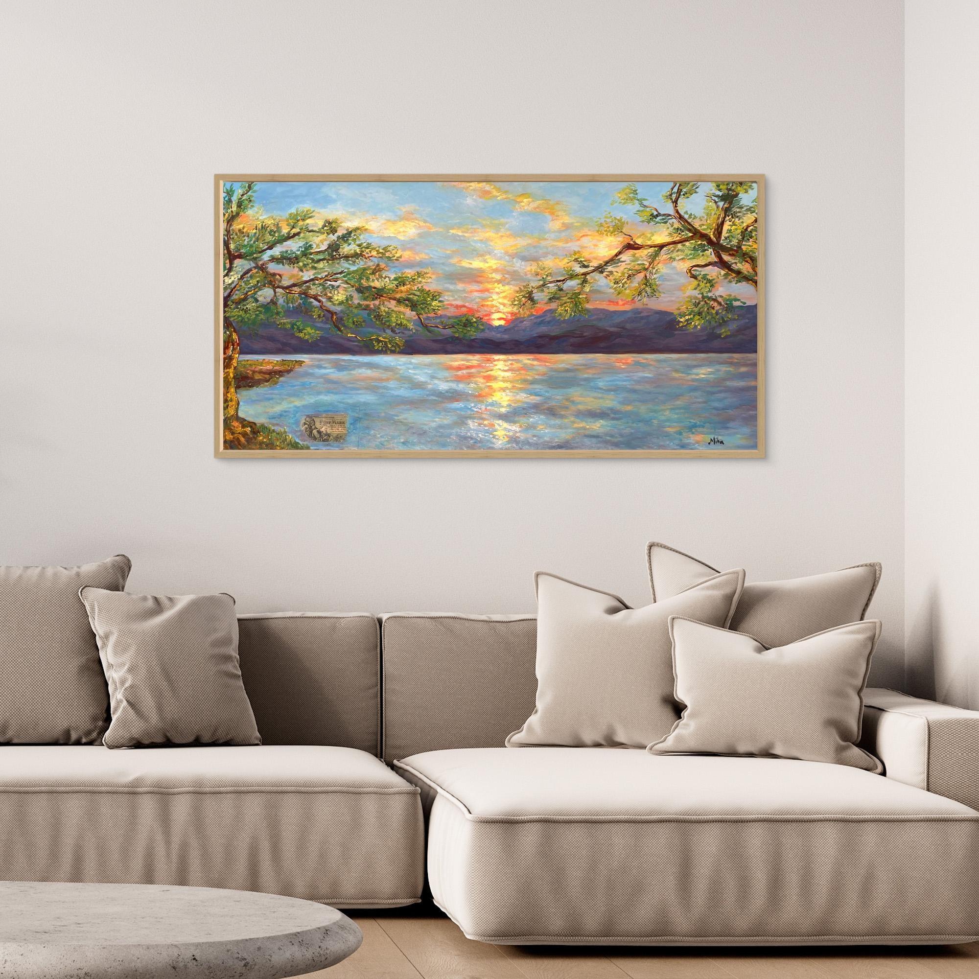 Ulivi al Tramonto sul Lago Stampa Fine Art