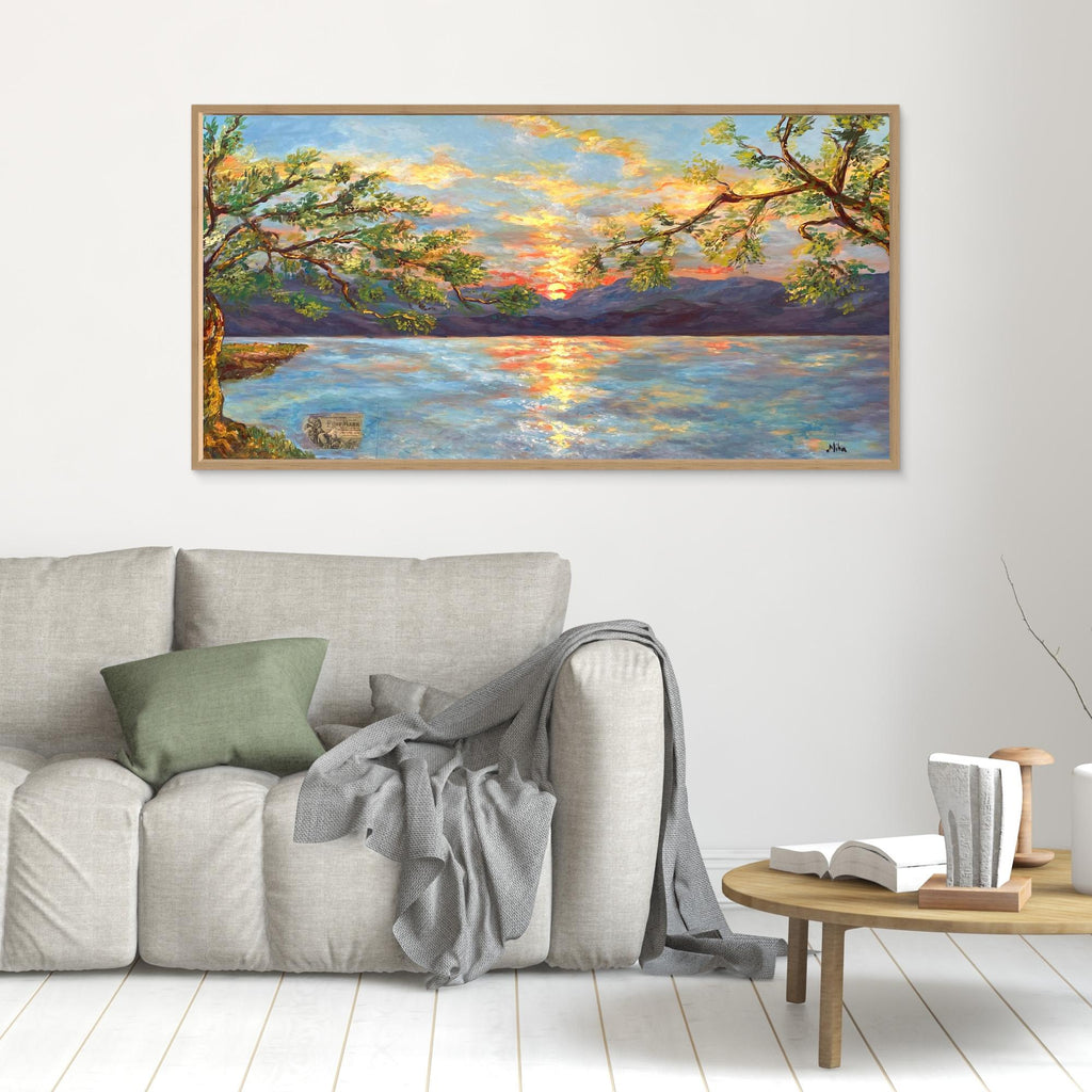 Ulivi al Tramonto sul Lago Stampa Fine Art