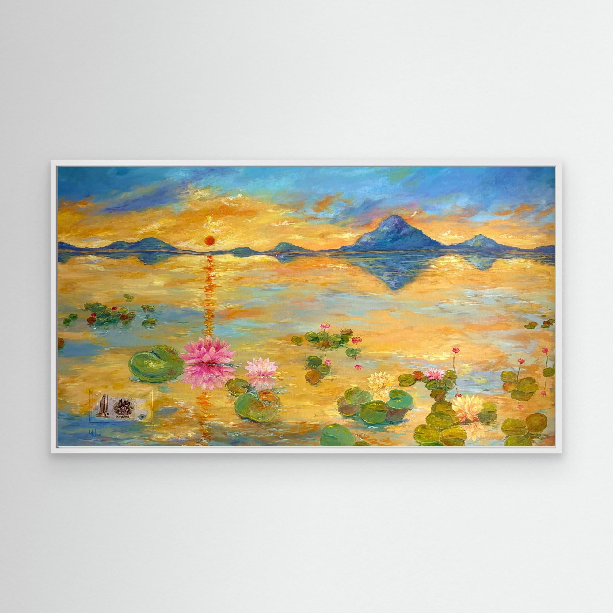Fiore di Loto al Tramonto Stampa Fine Art