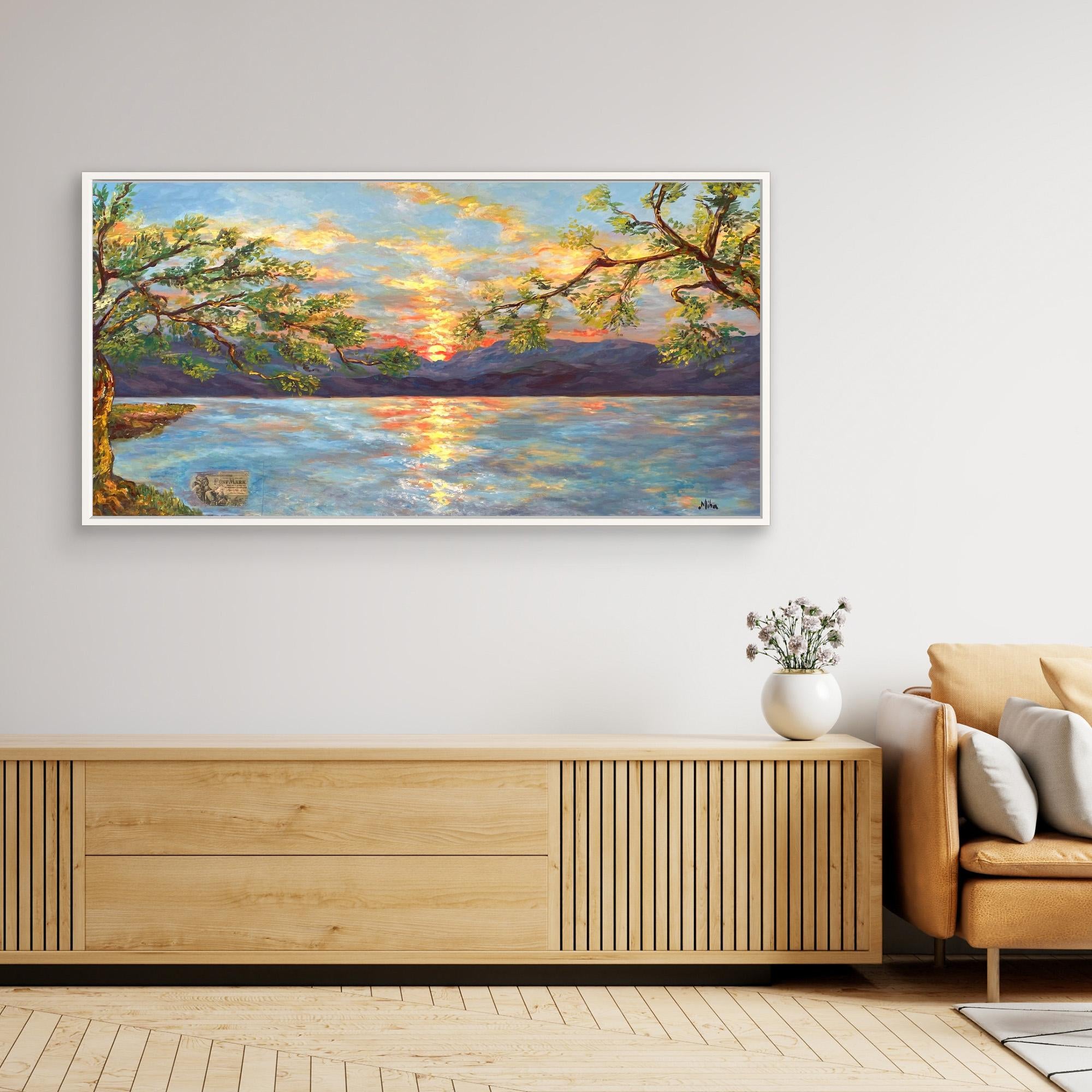 Ulivi al Tramonto sul Lago Stampa Fine Art