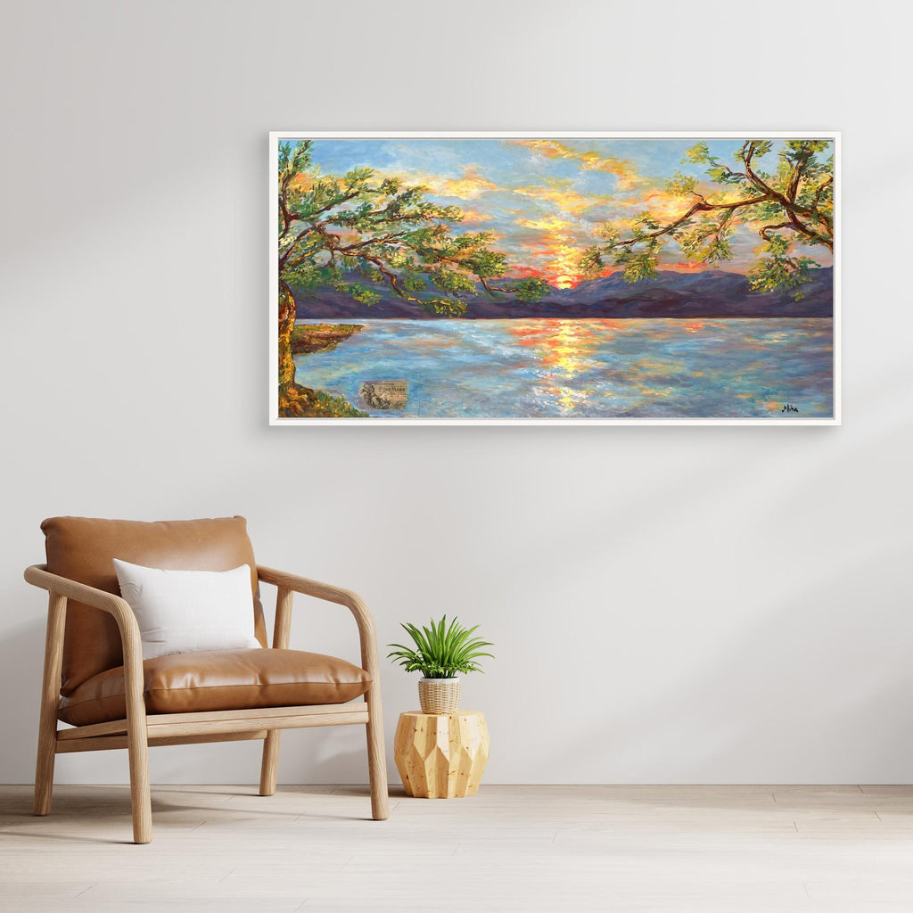 Ulivi al Tramonto sul Lago Stampa Fine Art