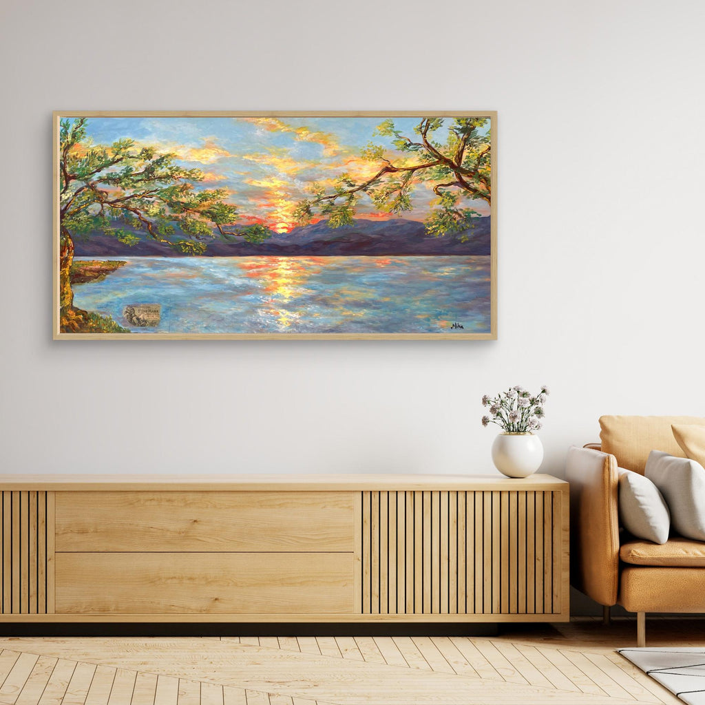 Ulivi al Tramonto sul Lago Stampa Fine Art