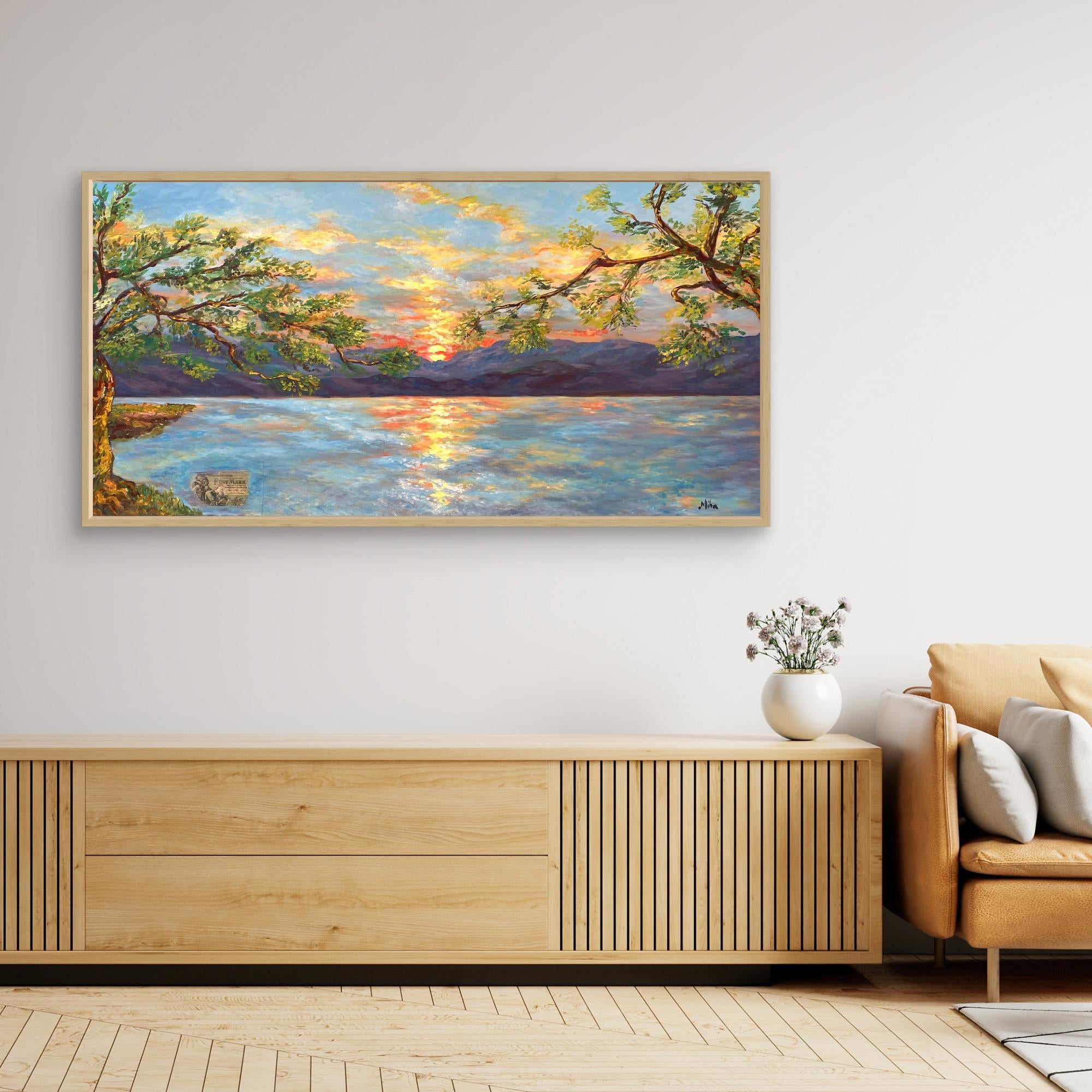 Ulivi al Tramonto sul Lago Stampa Fine Art