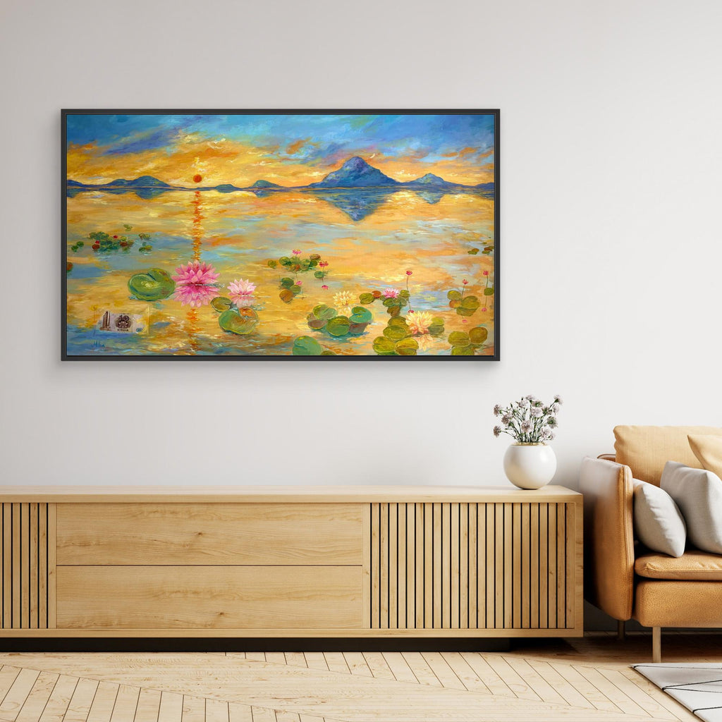 Fiore di Loto al Tramonto Stampa Fine Art