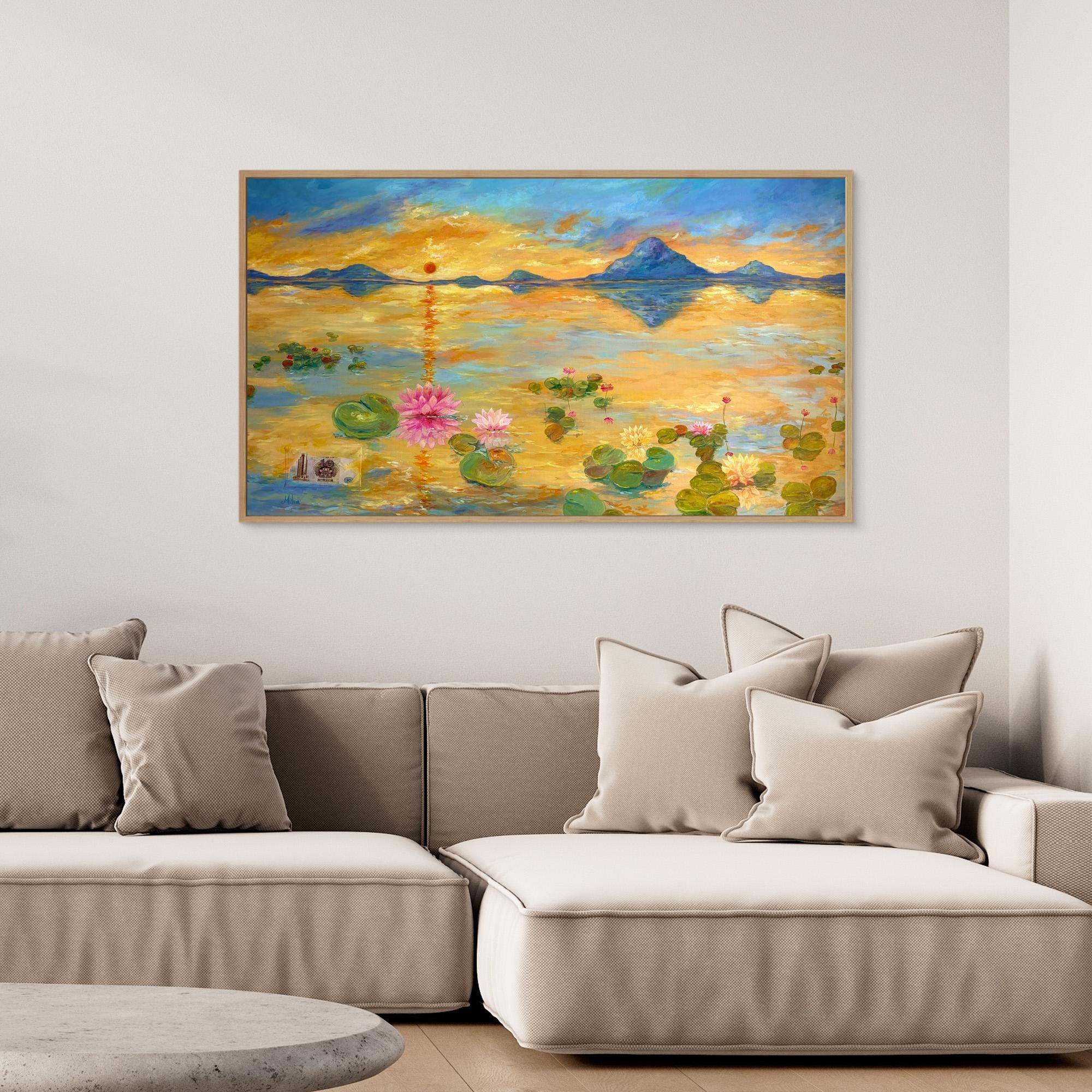 Fiore di Loto al Tramonto Stampa Fine Art