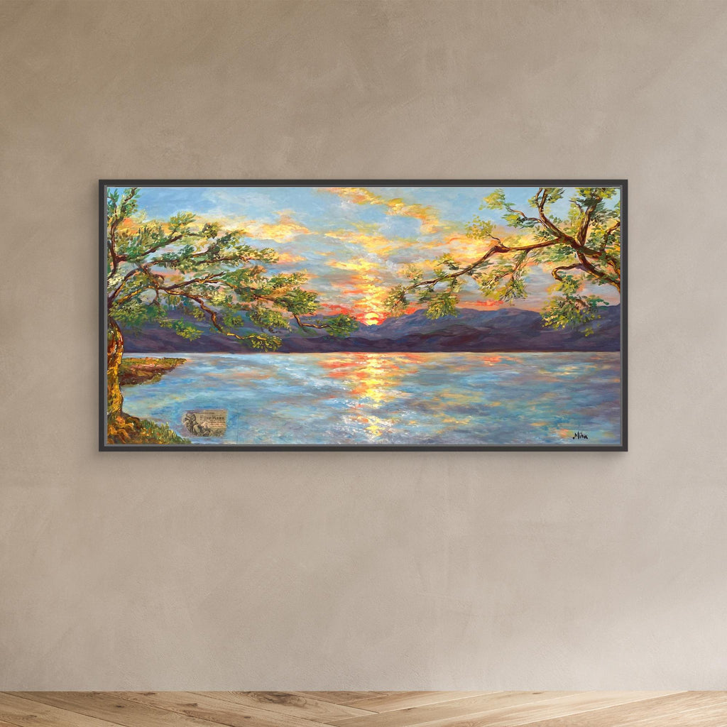 Ulivi al Tramonto sul Lago Stampa Fine Art