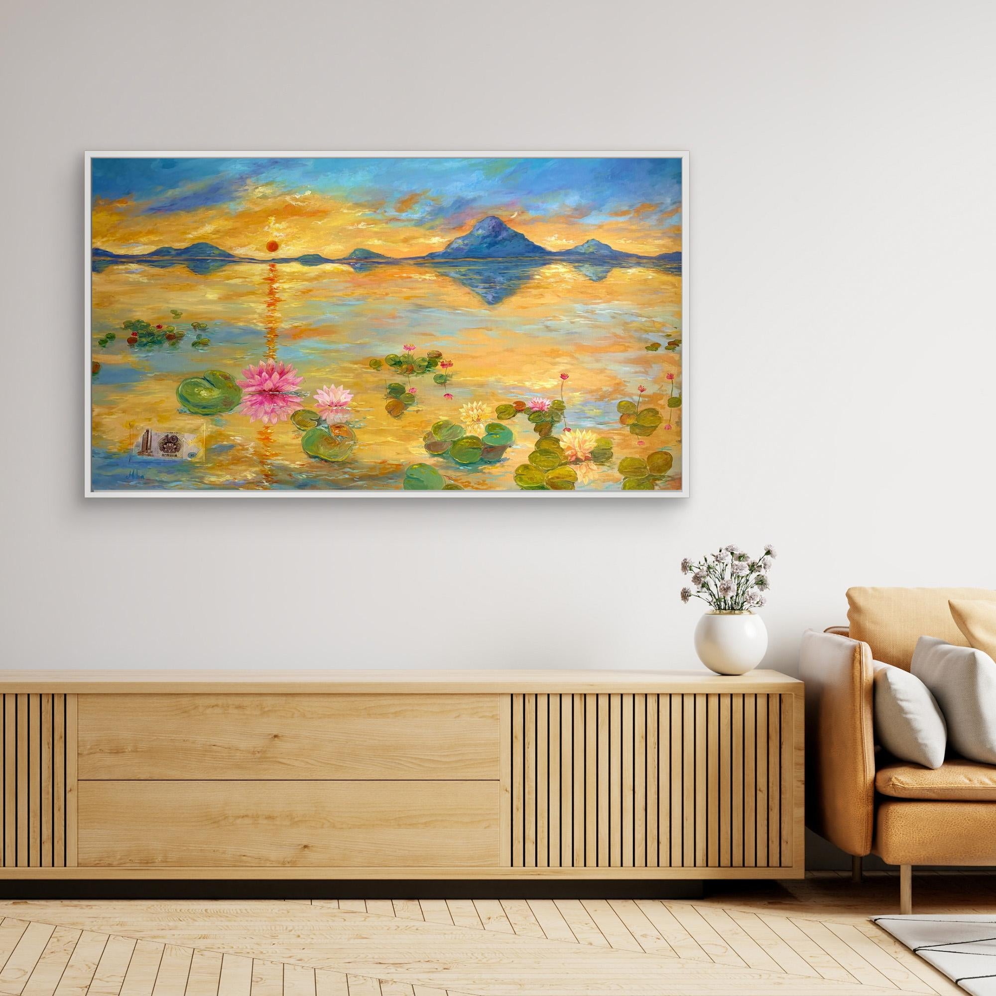 Fiore di Loto al Tramonto Stampa Fine Art