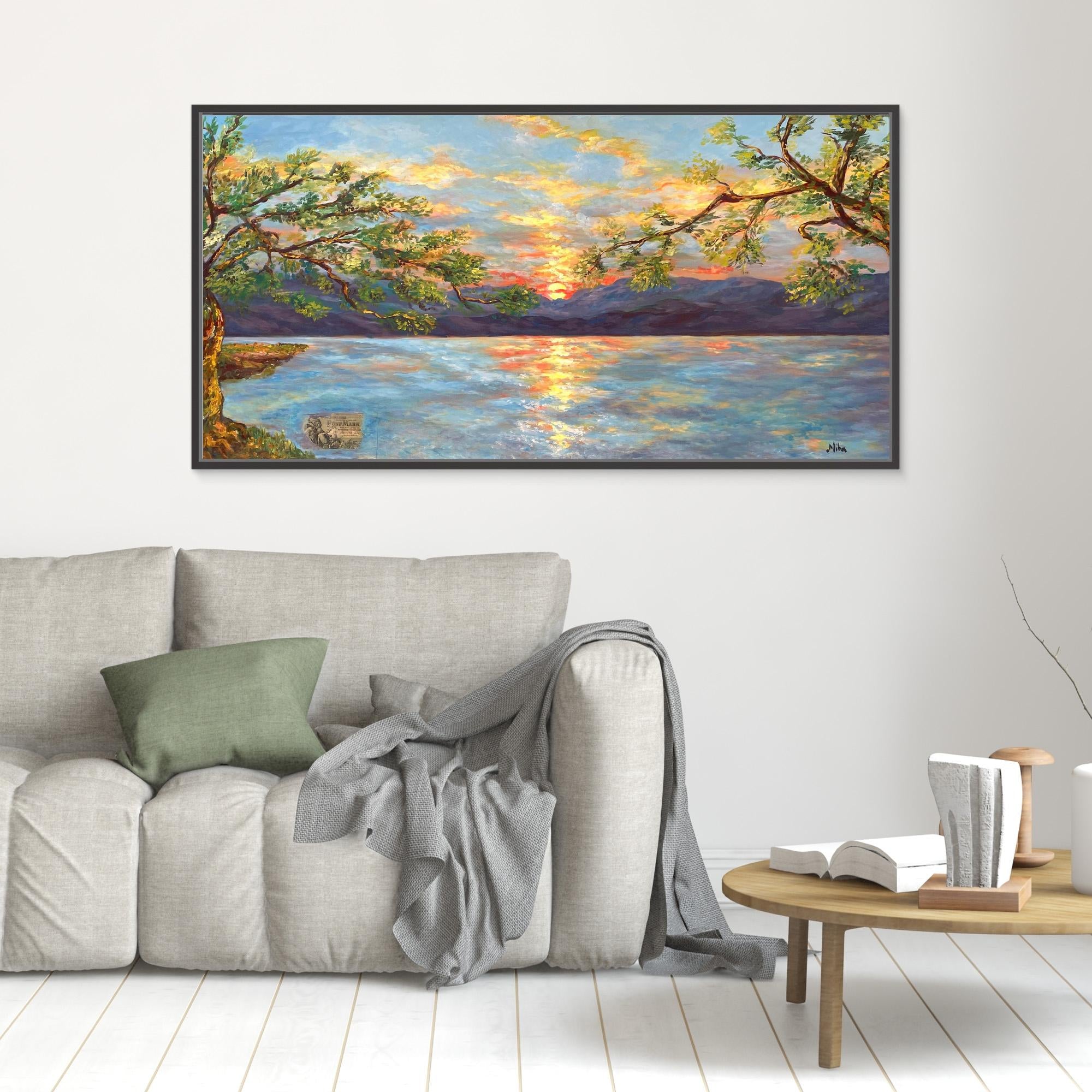 Ulivi al Tramonto sul Lago Stampa Fine Art