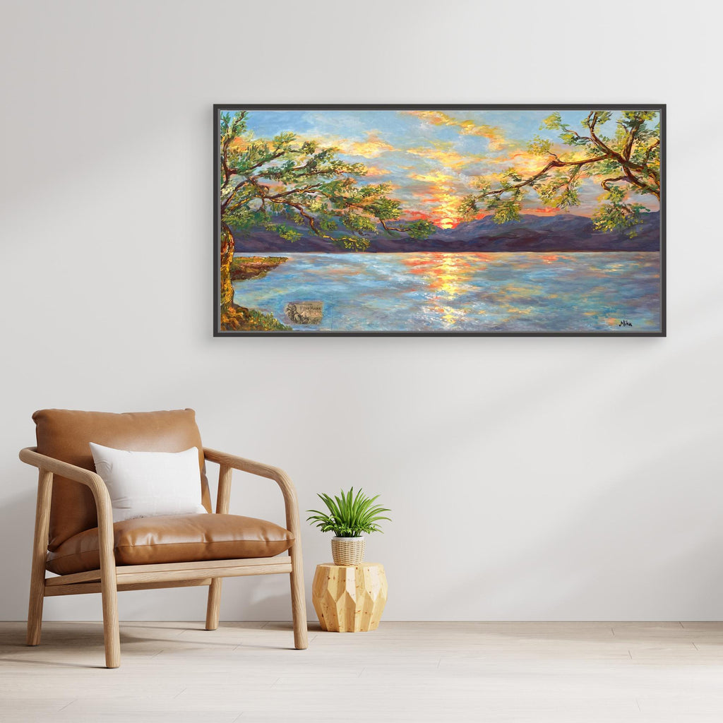 Ulivi al Tramonto sul Lago Stampa Fine Art