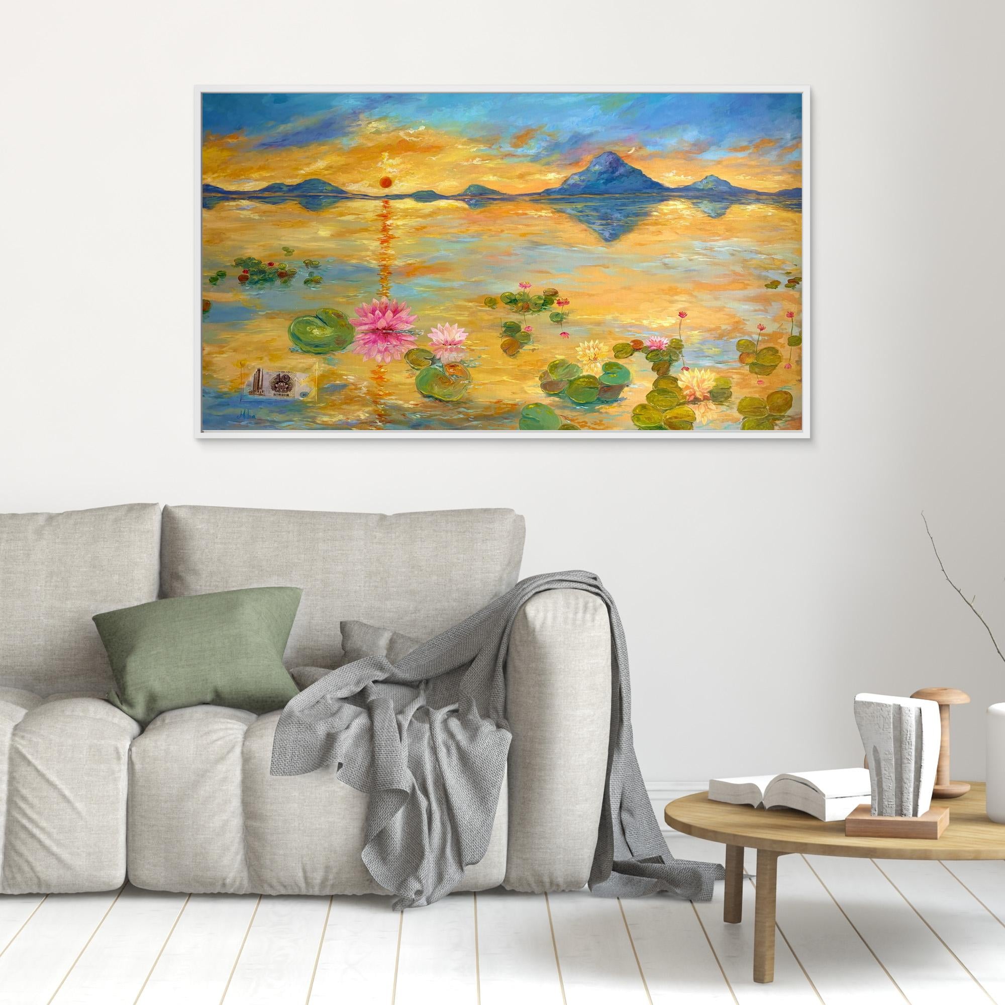 Fiore di Loto al Tramonto Stampa Fine Art