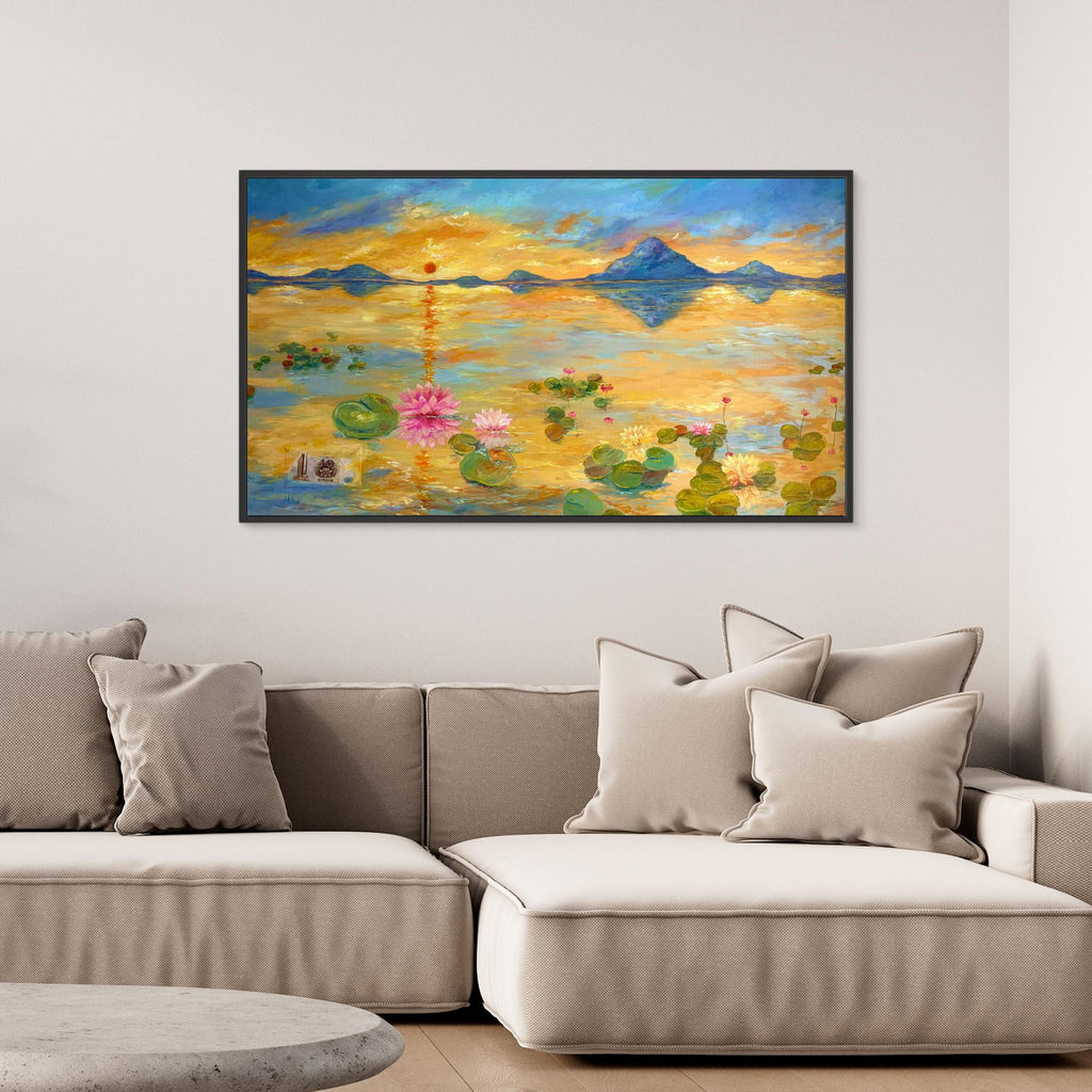 Fiore di Loto al Tramonto Stampa Fine Art