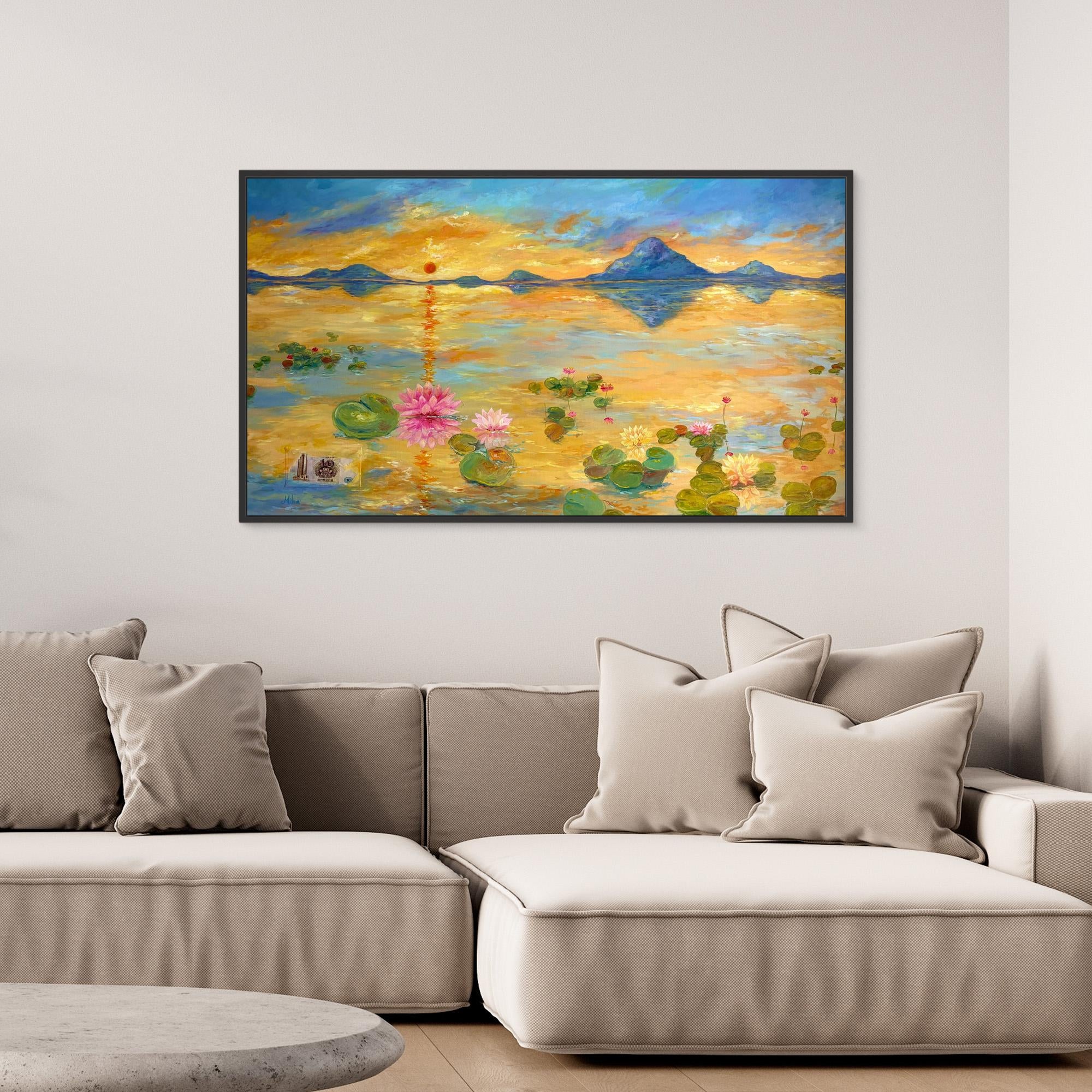 Fiore di Loto al Tramonto Stampa Fine Art
